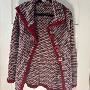 Free People Red and Gray Knit Sweater